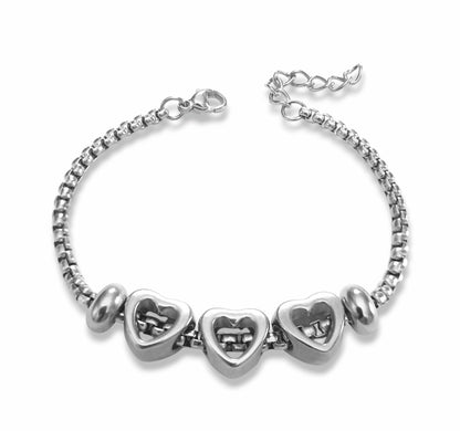 Pulseira Three Hearts - em aço inoxidável