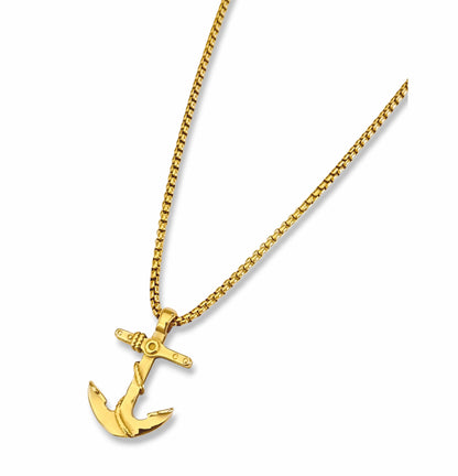Colar Anchor - em aço inoxidável dourado