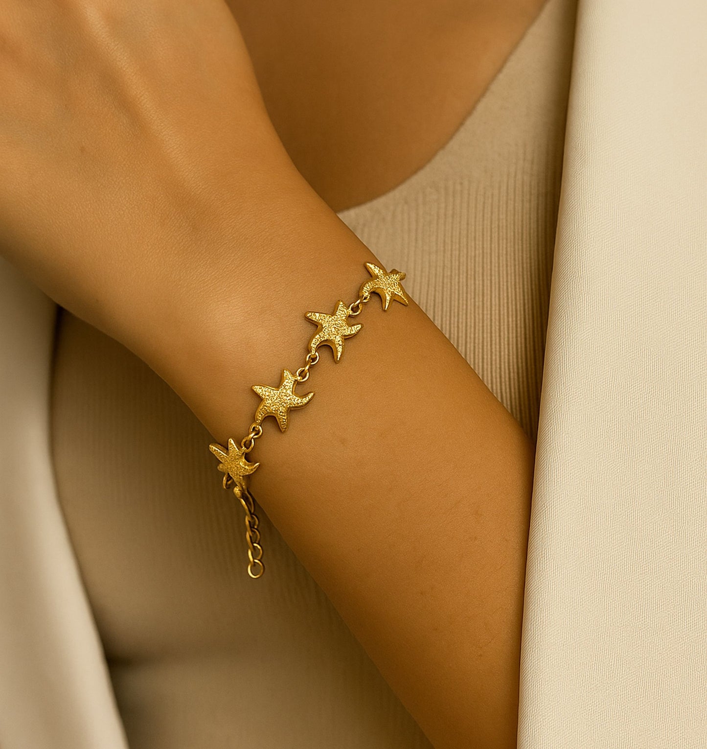 Pulseira Stella Marina- em aço inoxidável dourado