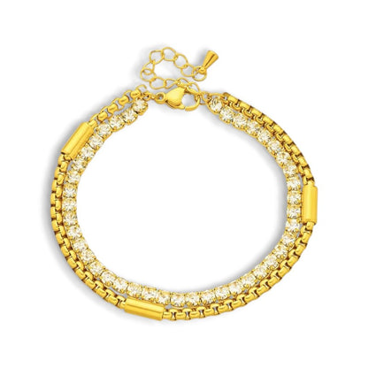 Pulseira Diamonds - em aço inoxidável dourado