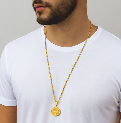 Colar Gold Compass  - em aço inoxidável