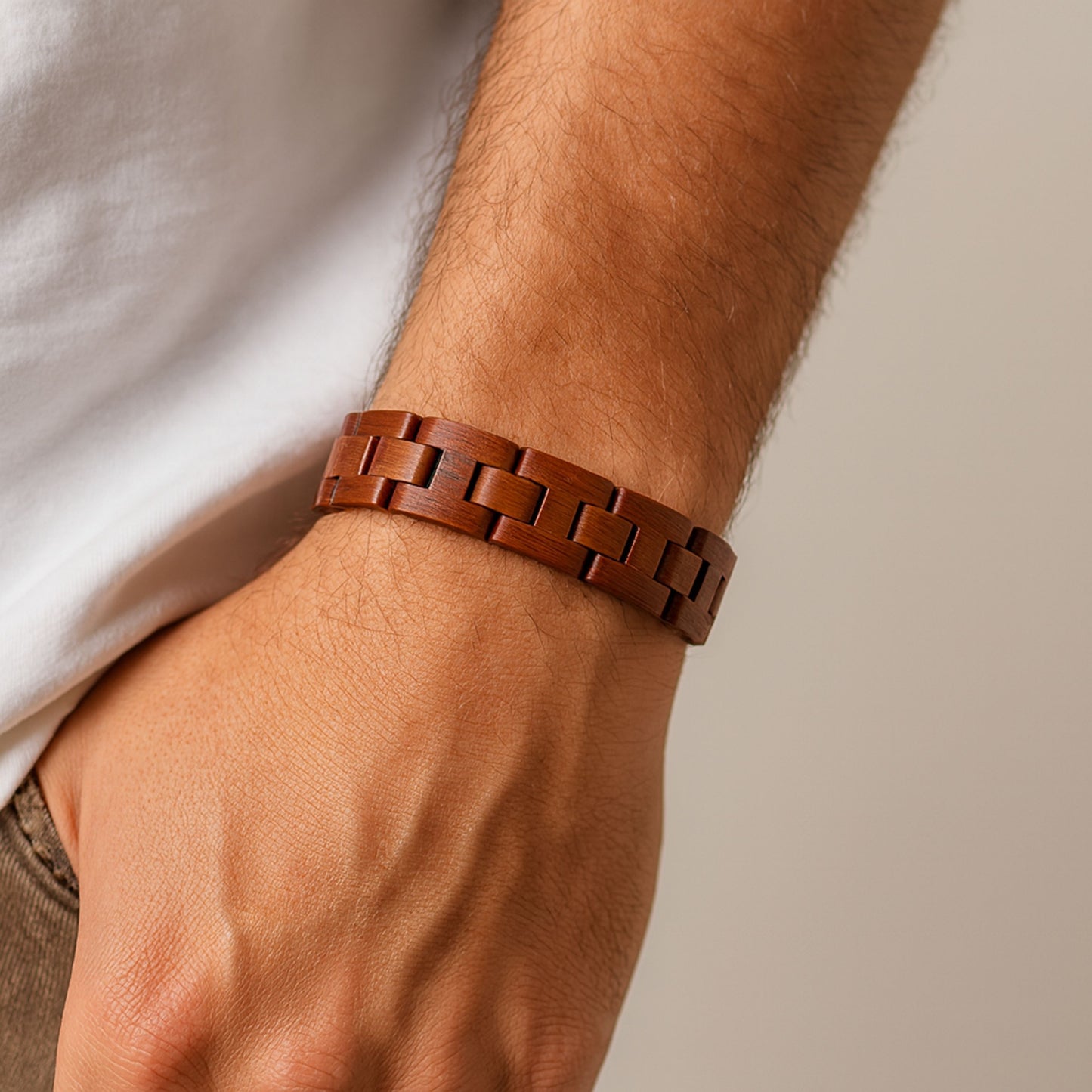 Pulseira Wood - em madeira e aço inoxidável