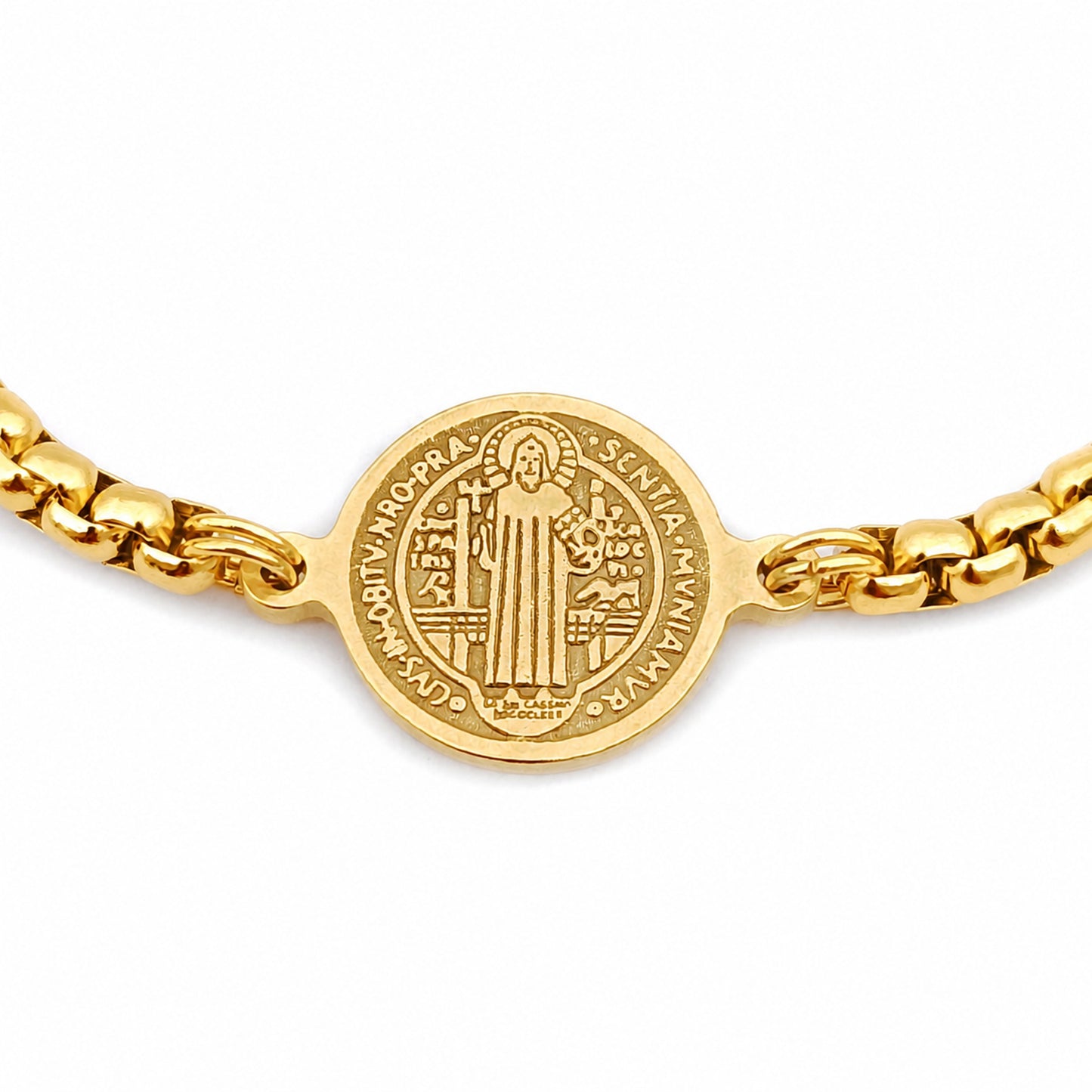 Pulseira St. Benedict`s - em aço inoxidável dourado