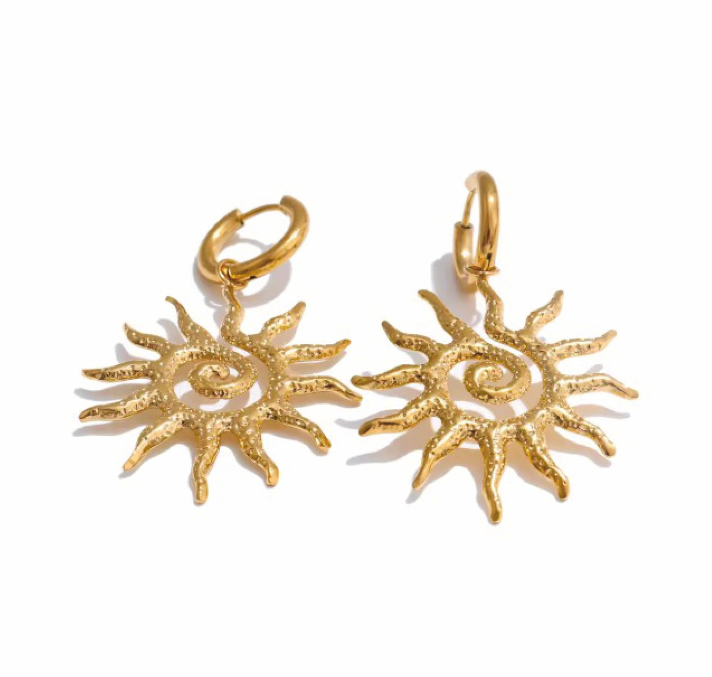 Brincos Sun Rays  - em aço inoxidável dourado