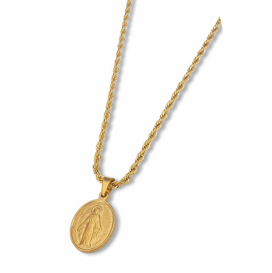 Colar Senhora da Graça - em aço inoxidável dourado