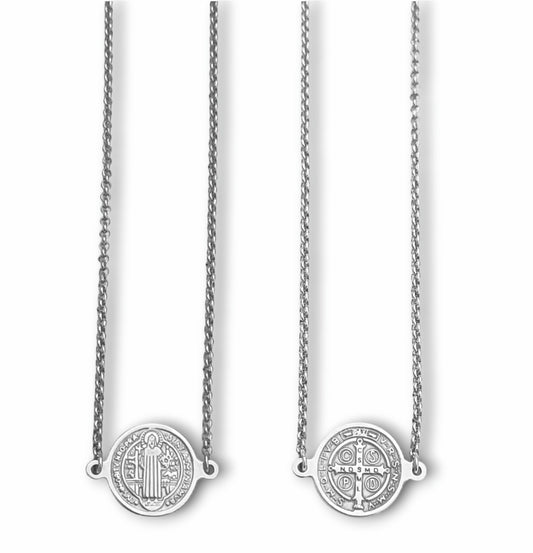 Escapulário Saint Benedict`s Medal - em aço inoxidável