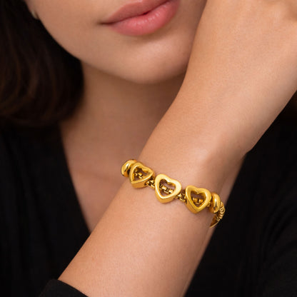 Pulseira Three Hearts - em aço inoxidável dourado