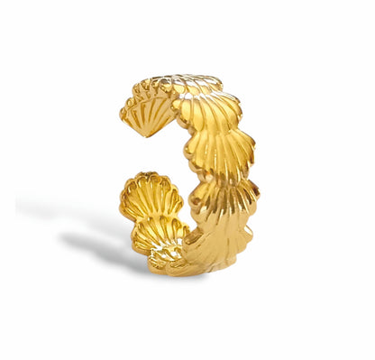 Anel Shells - em aço inoxidável dourado