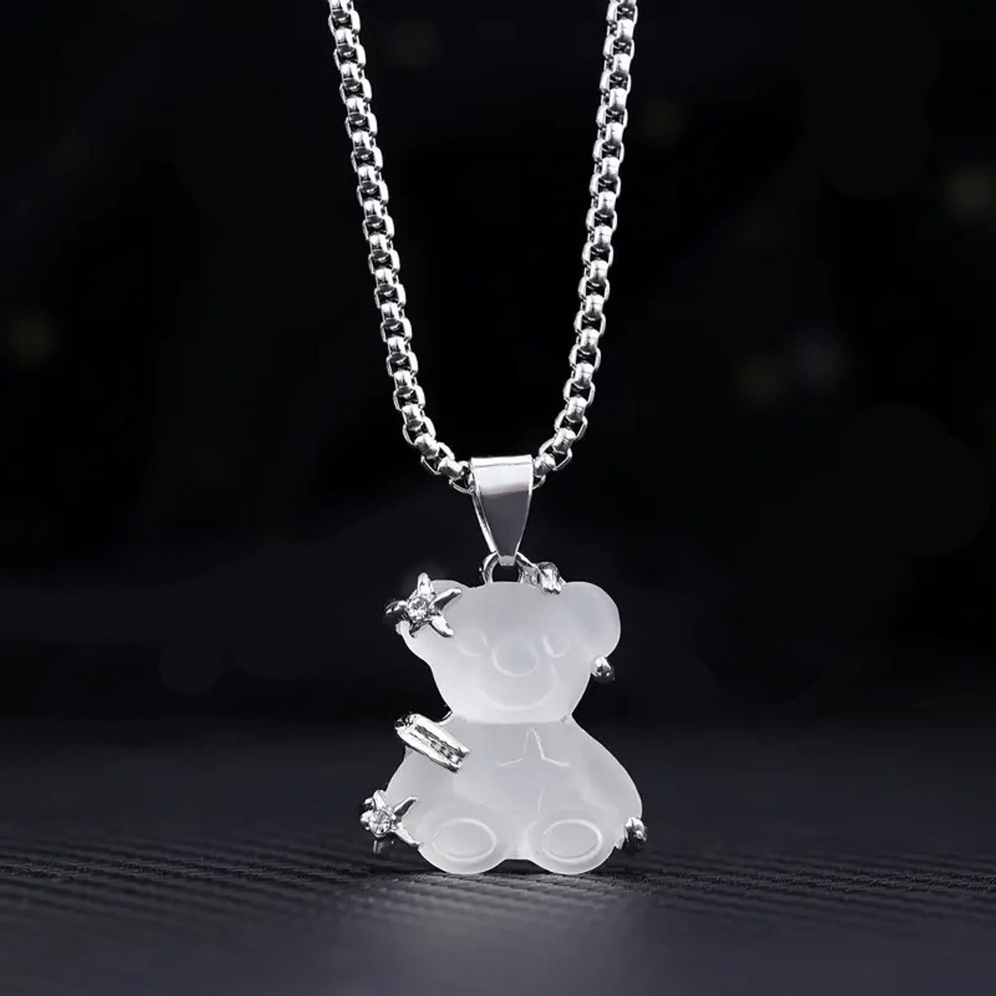 Colar Crystal Bear - em aço inoxidável
