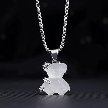 Colar Crystal Bear - em aço inoxidável