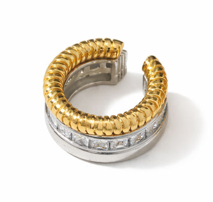 Earcuff Golden & Silver - em aço inoxidável
