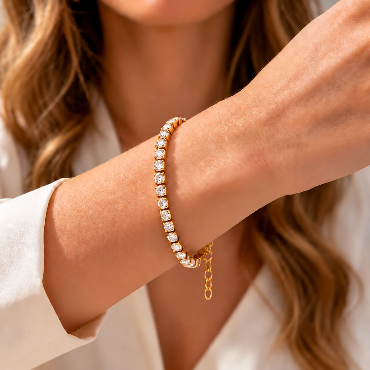 Pulseira Celeste - em aço inoxidável dourado
