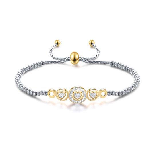 Pulseira Shiny Hearts Gold - em aço inoxidável
