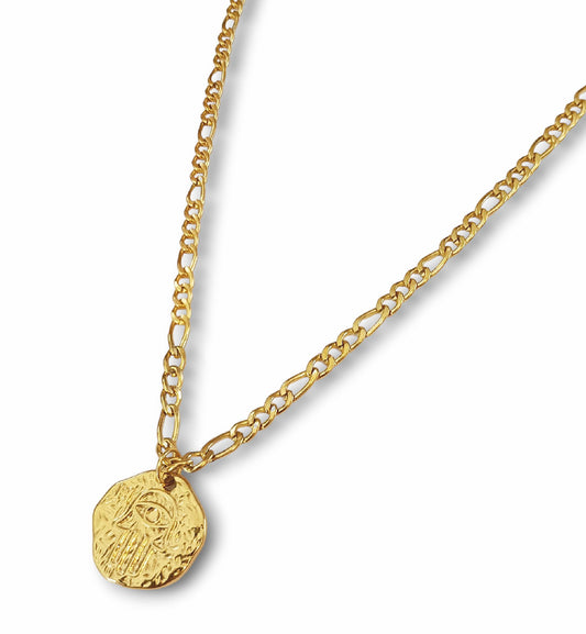Colar Hamsá - em aço inoxidável dourado