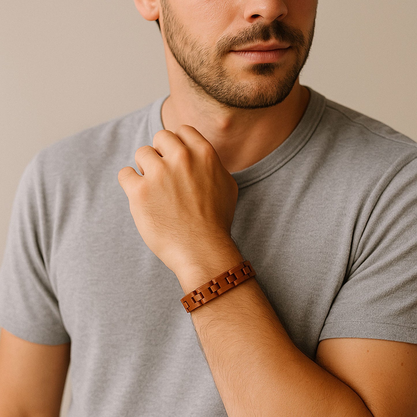 Pulseira Wood - em madeira e aço inoxidável