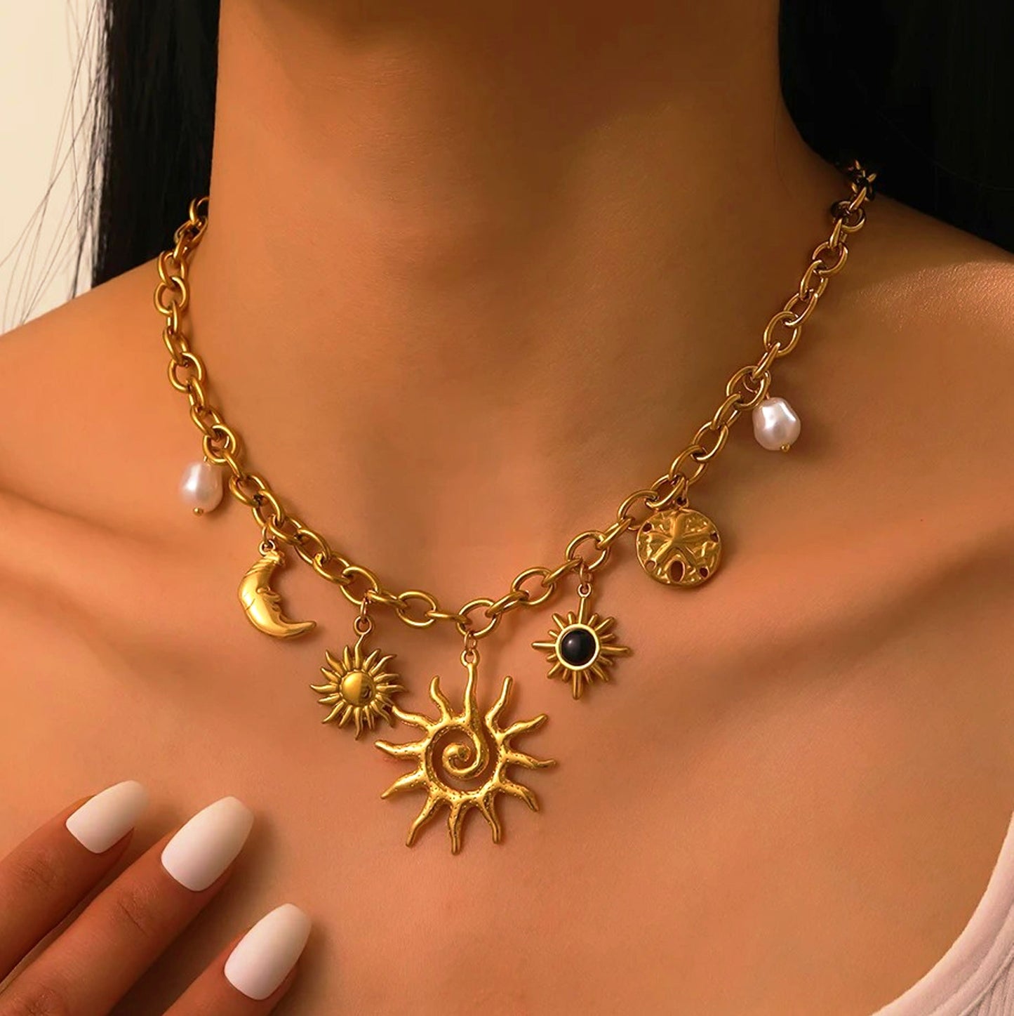 Colar Golden Summer - em aço inoxidável