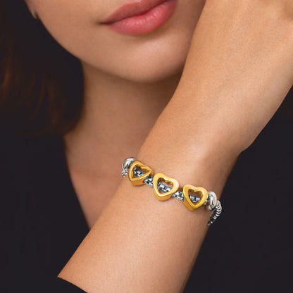 Pulseira Three Hearts - em aço inoxidável dourado e prateado