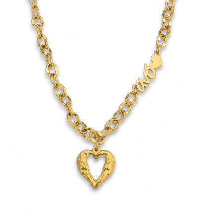 Colar Grandmother Heart - em aço inoxidável dourado