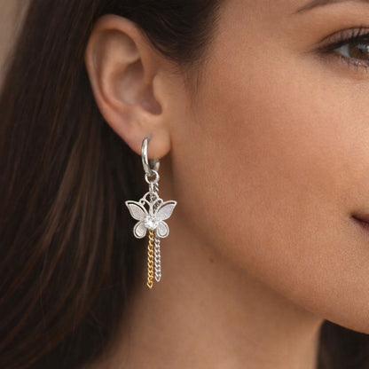 Brincos Papillon Silver - em aço inoxidável