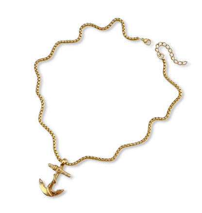 Colar Anchor - em aço inoxidável dourado