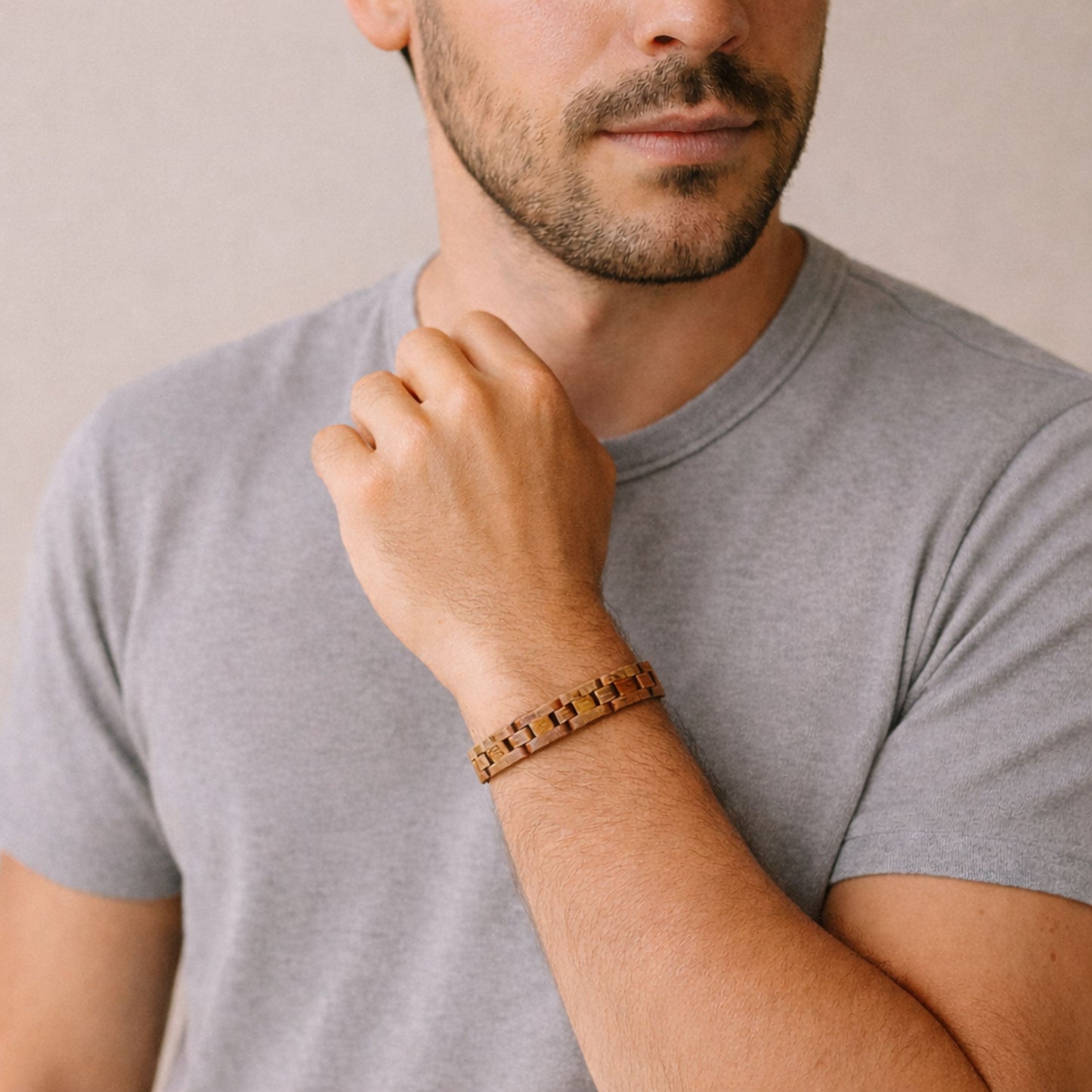 Pulseira Wood - em madeira e aço inoxidável