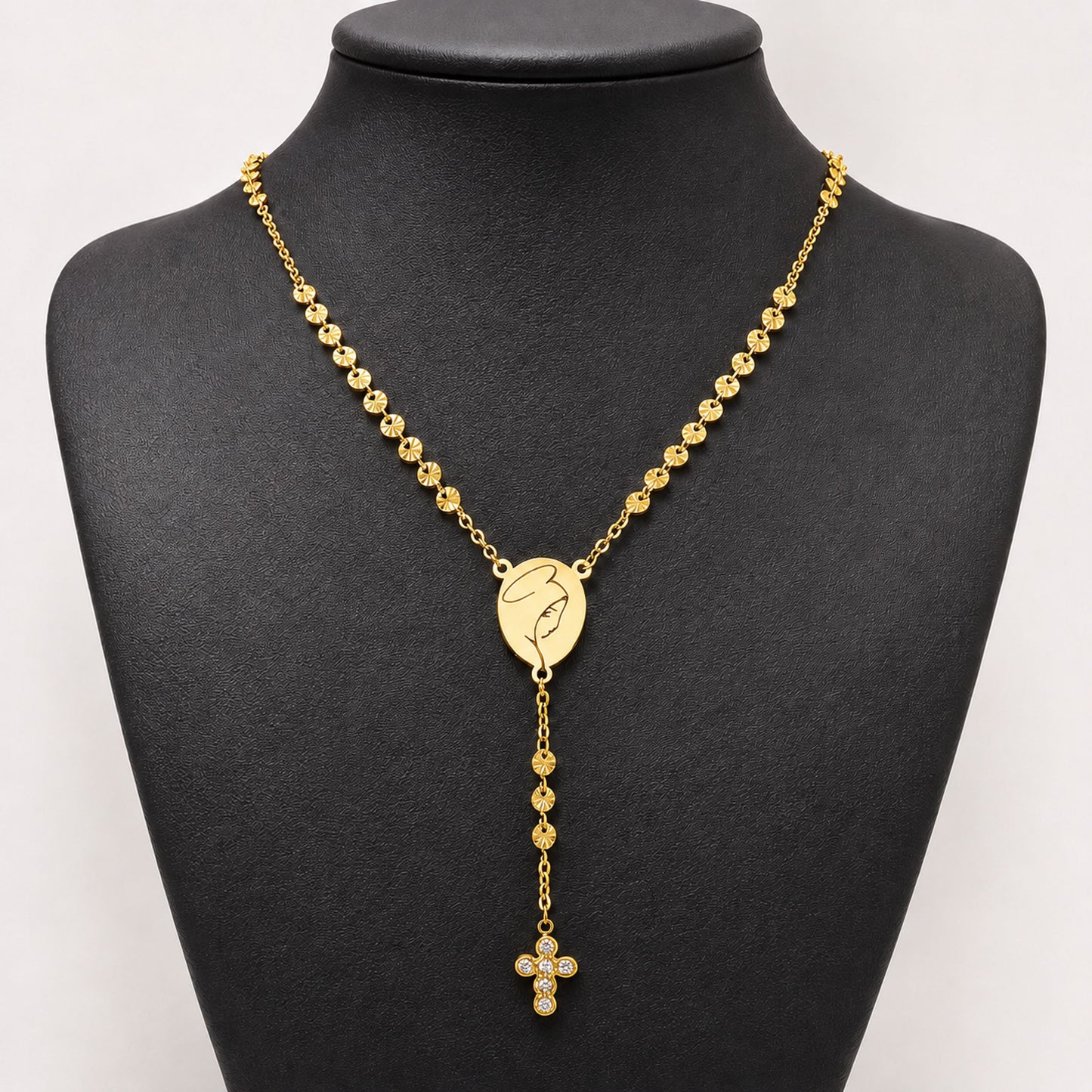 Colar Nossa Senhora - em aço inoxidável dourado
