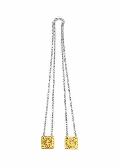 Escapulário St. Benedict`s - em aço inoxidável dourado
