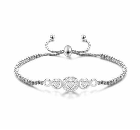 Pulseira Shiny Hearts - em aço inoxidável
