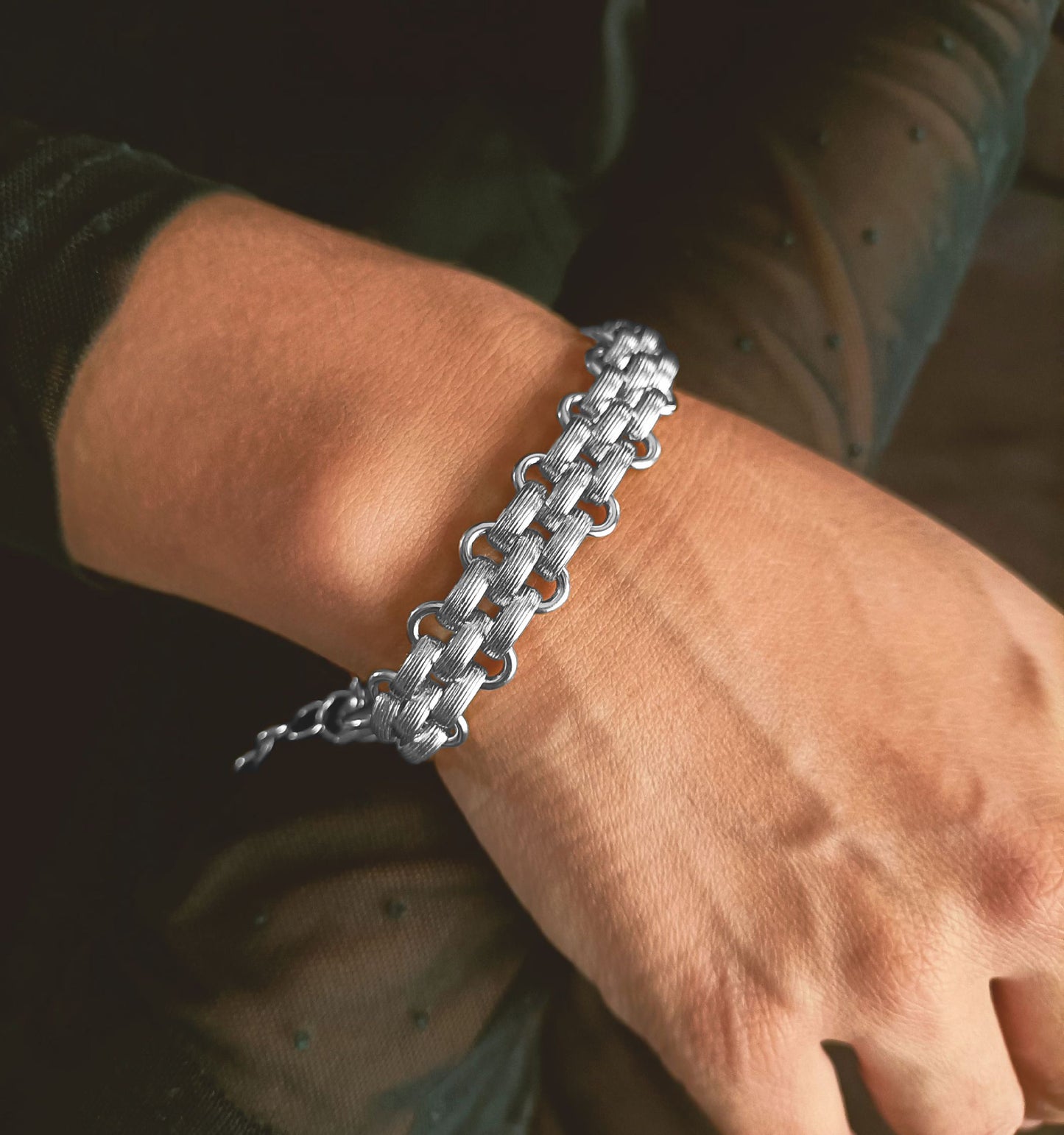 Conjunto Colar e Pulseira Wide Chain - em aço inoxidável