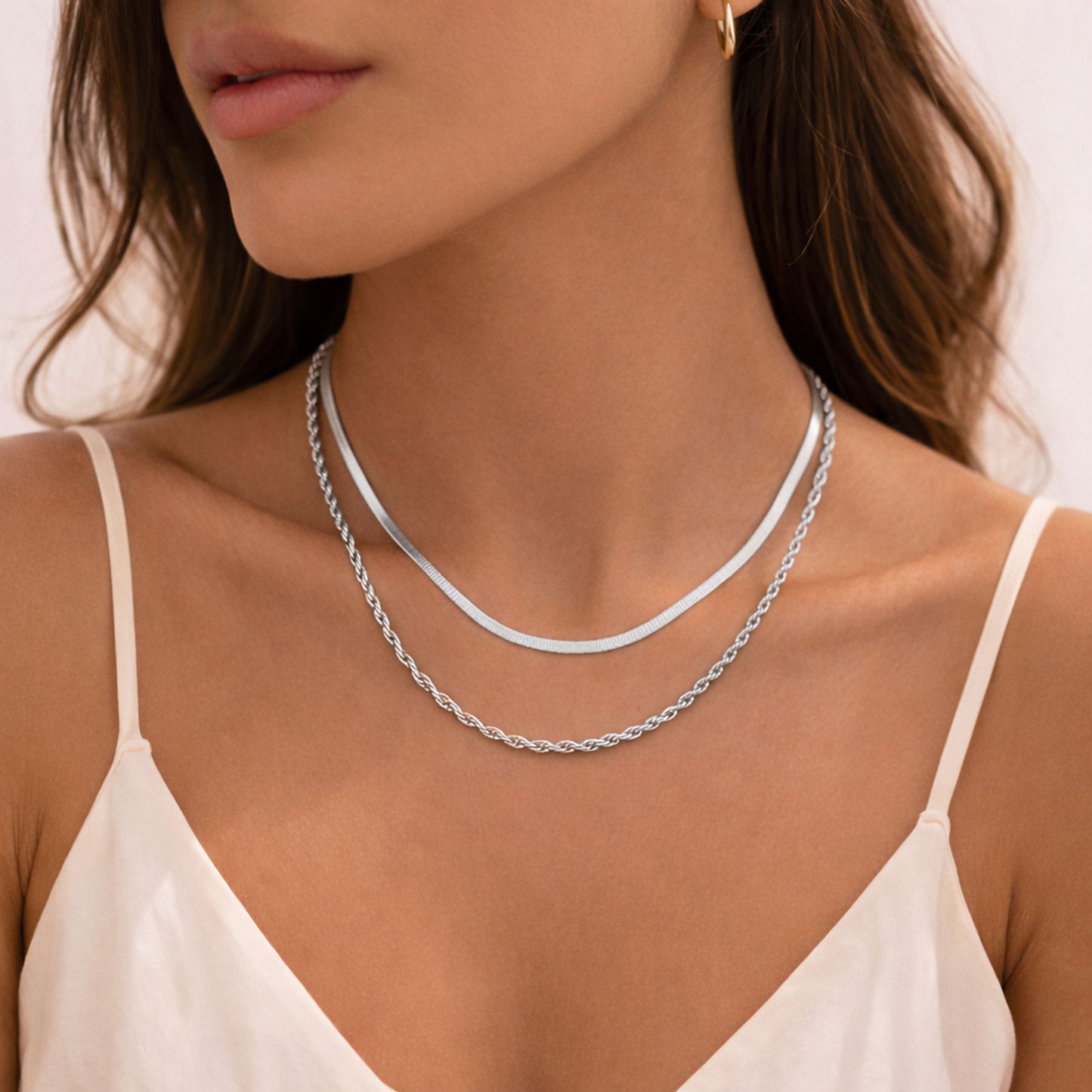 Colar Brunna - conjunto 2 colares em aço inoxidável