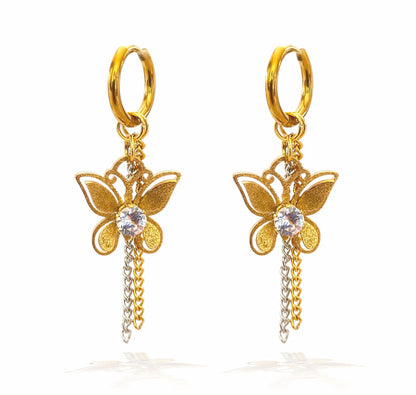 Brincos Papillon Gold - em aço inoxidável