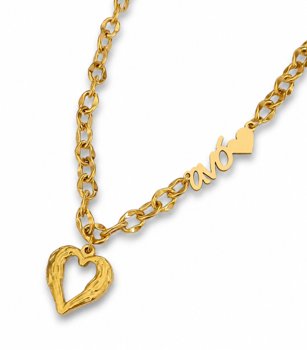 Colar Grandmother Heart - em aço inoxidável dourado