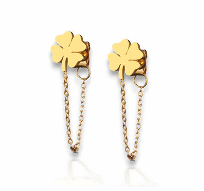 Brincos Golden Clover - em aço inoxidável