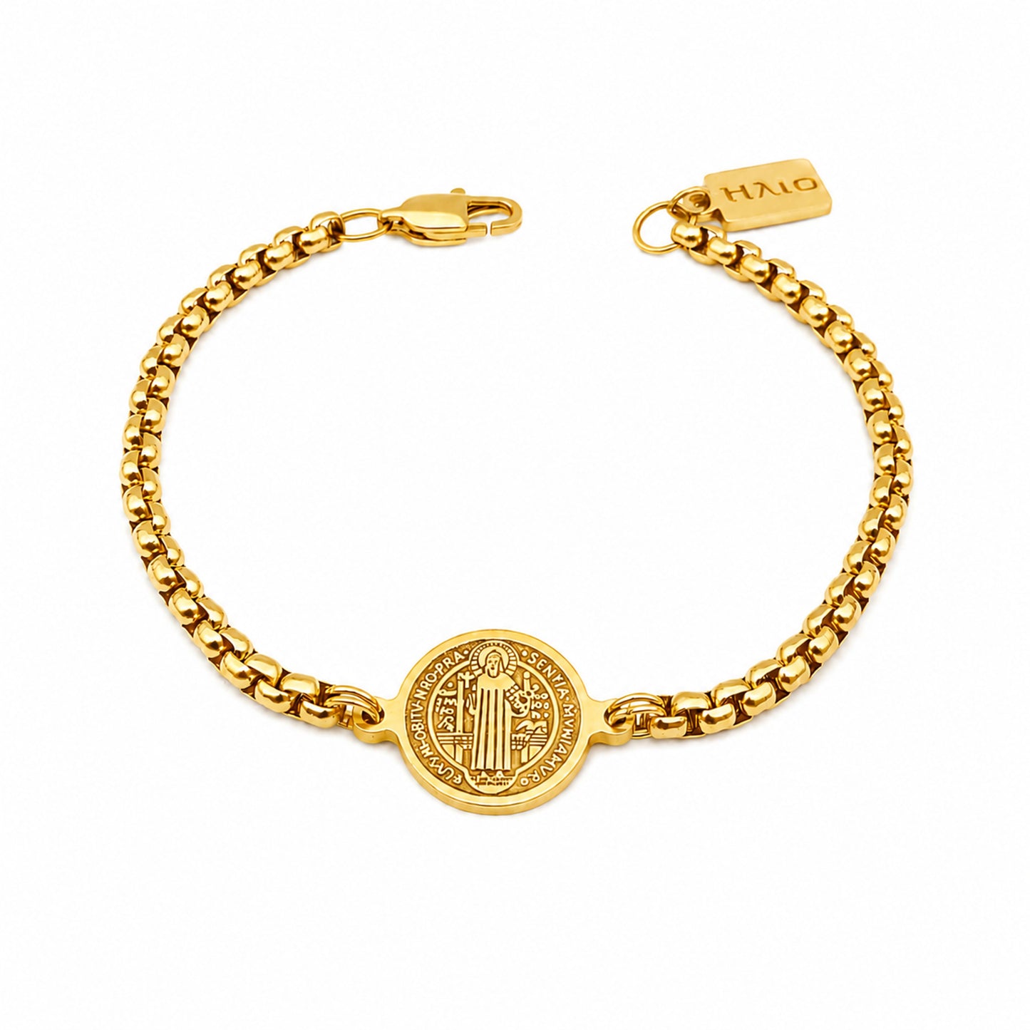Pulseira St. Benedict`s - em aço inoxidável dourado