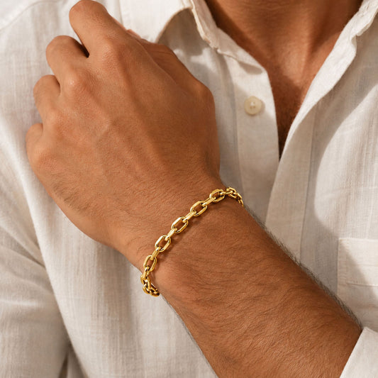 Pulseira Dagda- em aço inoxidável dourado