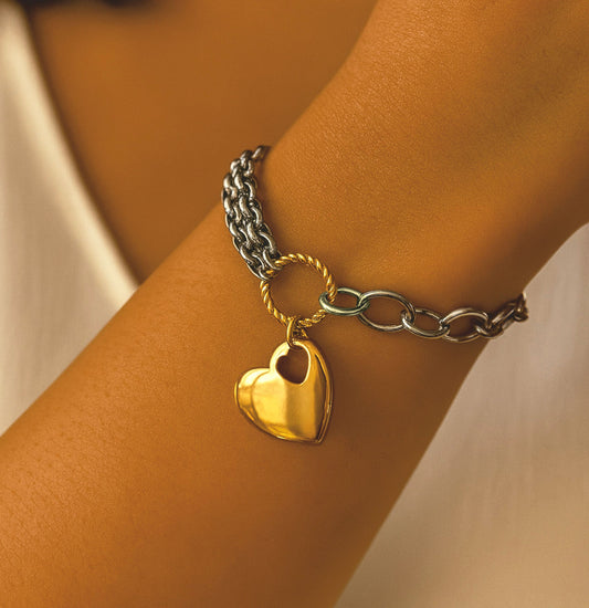 Pulseira Herta Gold & Silver - em aço inoxidável