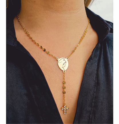 Colar Nossa Senhora - em aço inoxidável dourado
