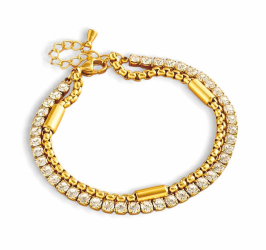 Pulseira Diamonds - em aço inoxidável dourado