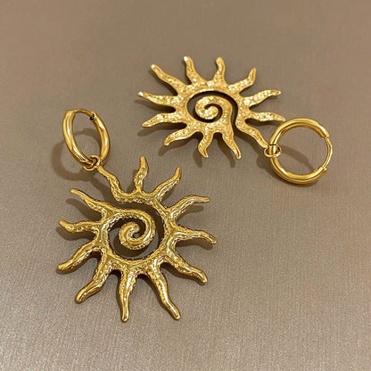 Brincos Sun Rays  - em aço inoxidável dourado