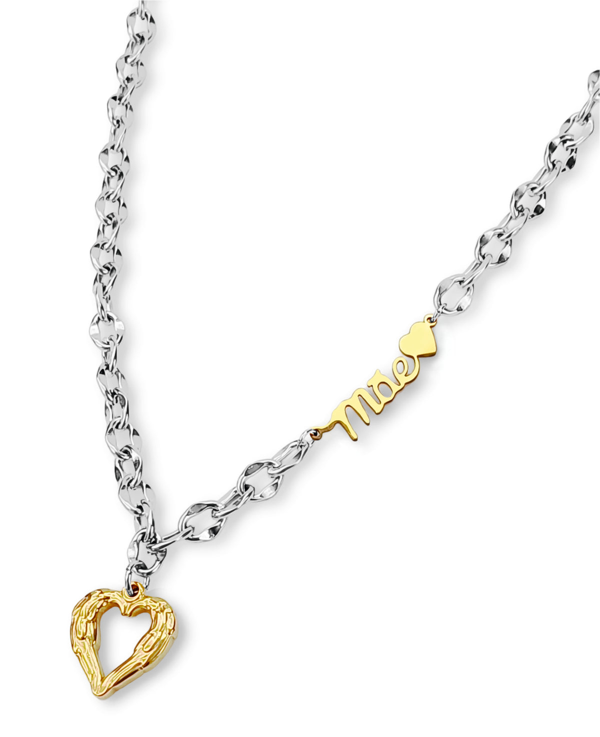 Colar Mother`s Heart Silver - em aço inoxidável