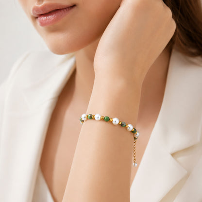 Pulseira Dunne  - em pérolas naturais e aço inoxidável
