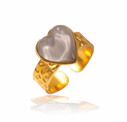 Anel Corazon Cristalino - em aço inoxidável