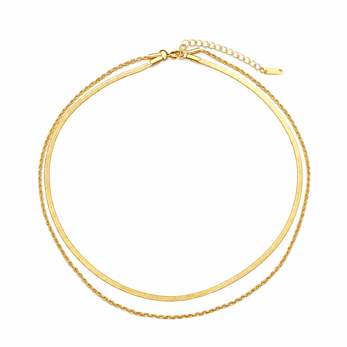 Colar Brunna - conjunto 2 colares em aço inoxidável dourado