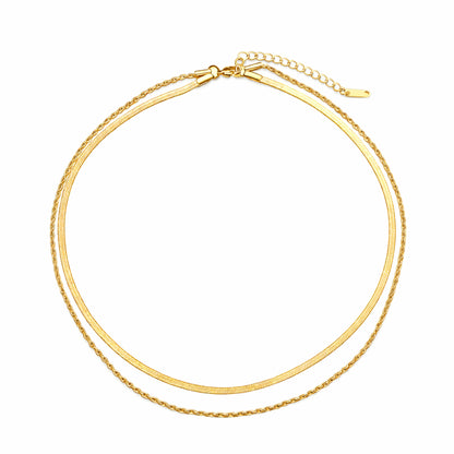Colar Brunna - conjunto 2 colares em aço inoxidável dourado