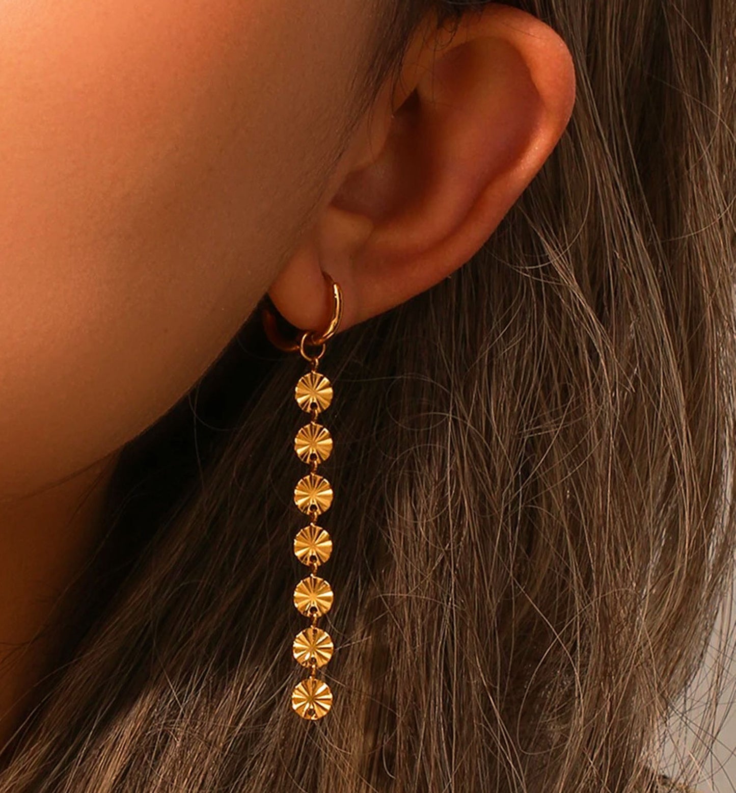 Brincos Snowflake  - em aço inoxidável dourado