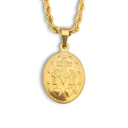 Colar Senhora da Graça - em aço inoxidável dourado