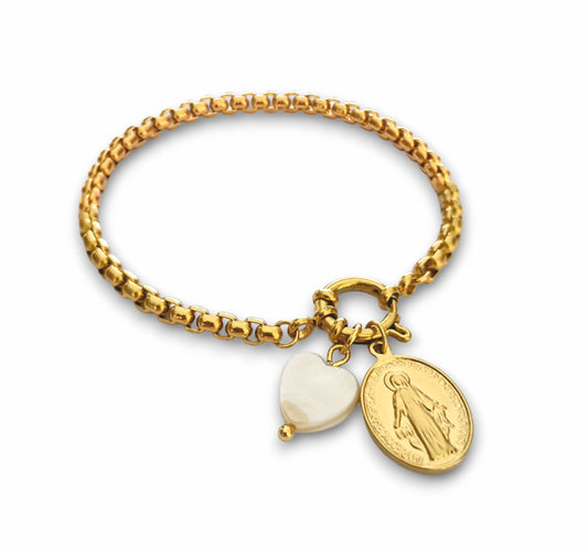 Pulseira Lady of Graces - em aço inoxidável dourado