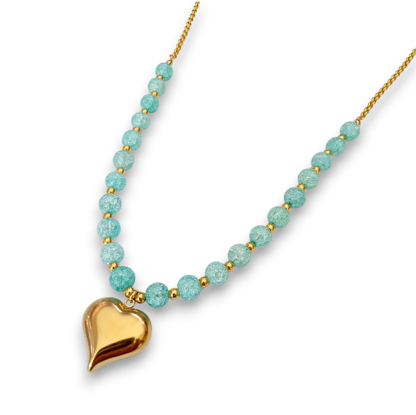 Colar Blue Love  - em aço inoxidável & pedras naturais