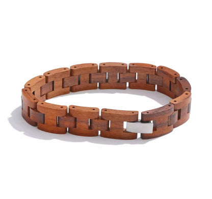 Pulseira Wood - em madeira e aço inoxidável
