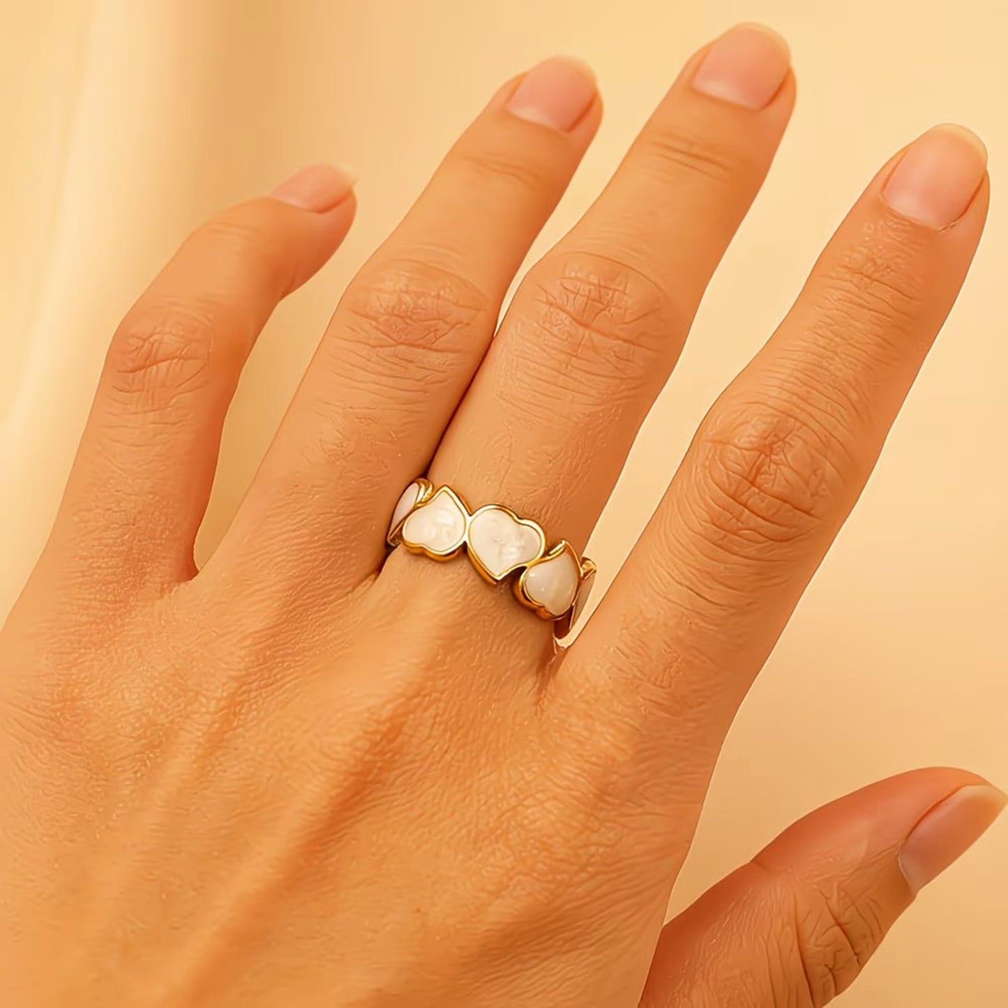 Anel White Heart - em aço inoxidável